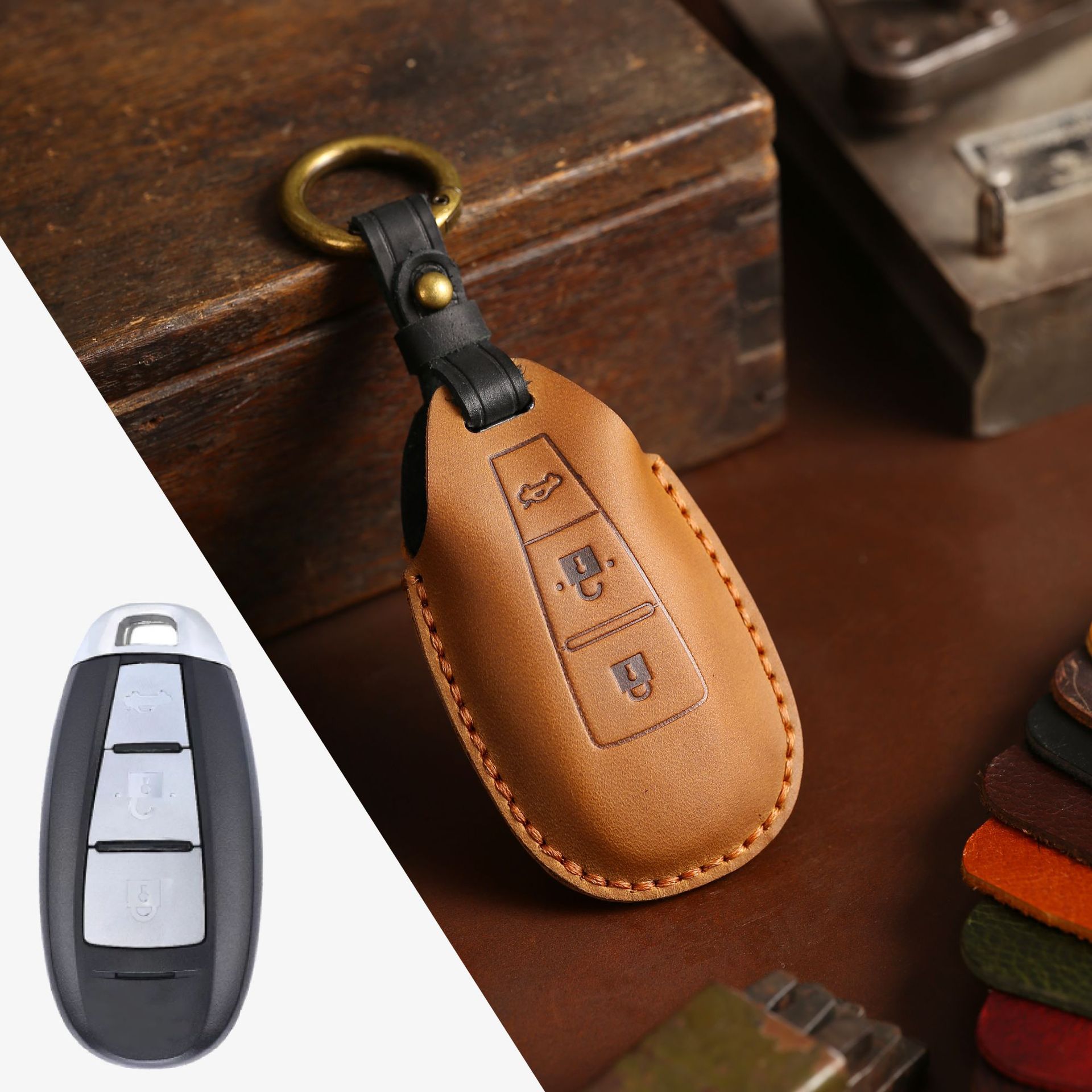 Car Accessories Ertiga - Capa de couro da chave do